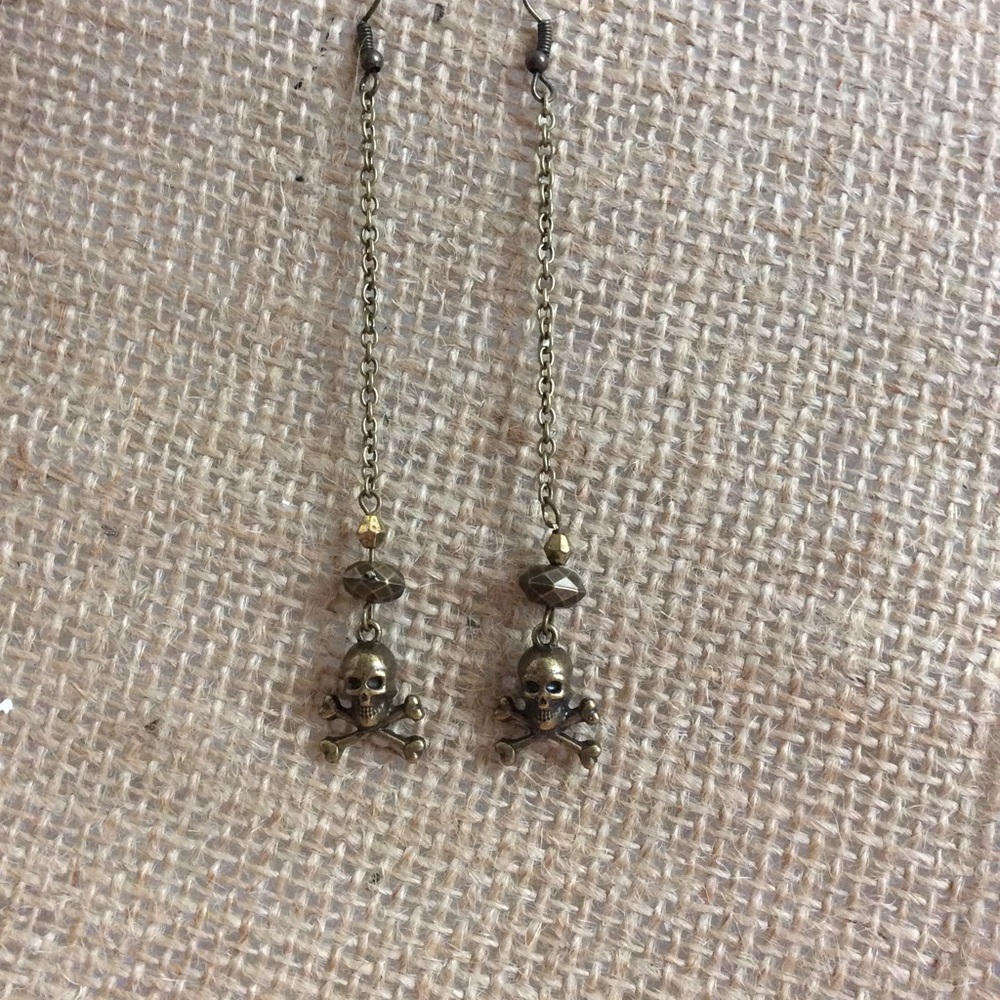 Brass Skull & Crossbones Earrings!